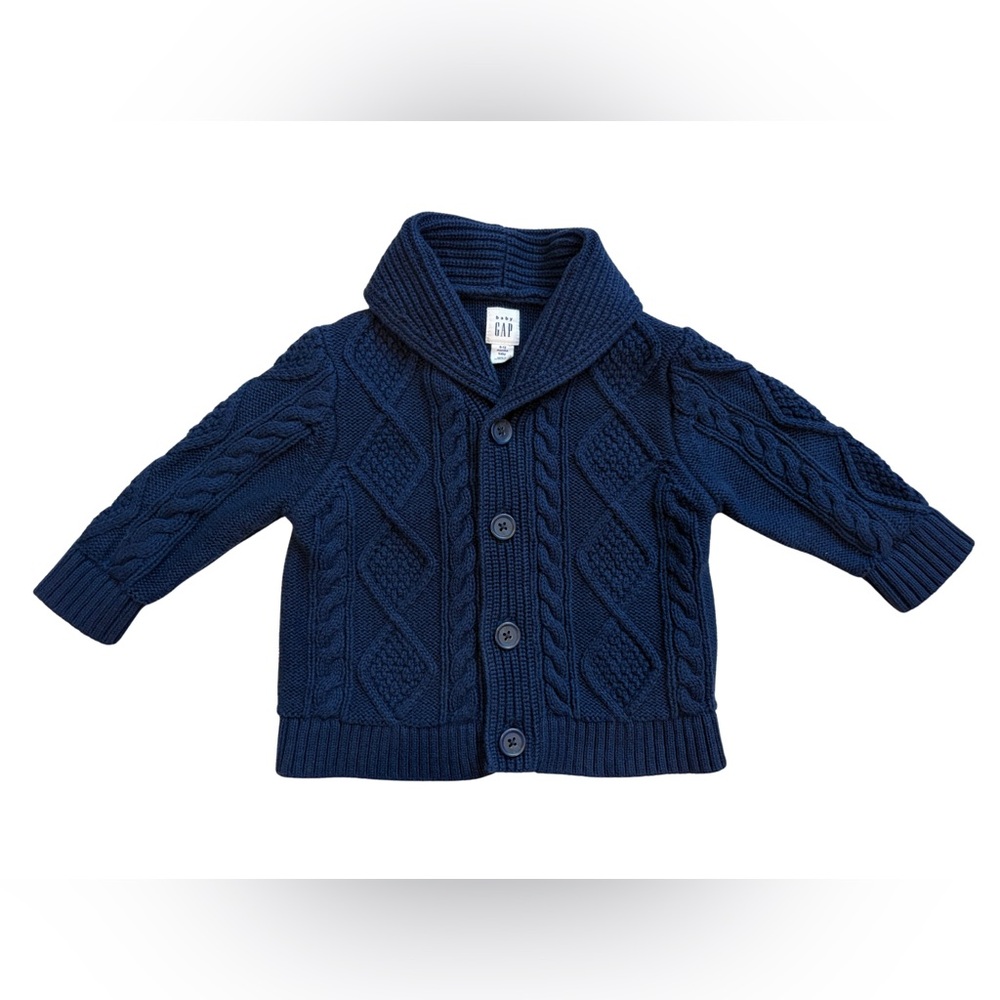 Baby GAP Boys Shawl Collar Cardigan Navy Blue Size 6-12 Months